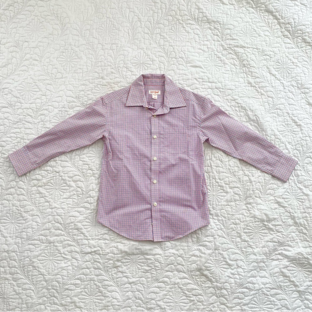 Cat & Jack Boys XS (4-5) Long Sleeve Striped Dress Shirt Red White and Blue